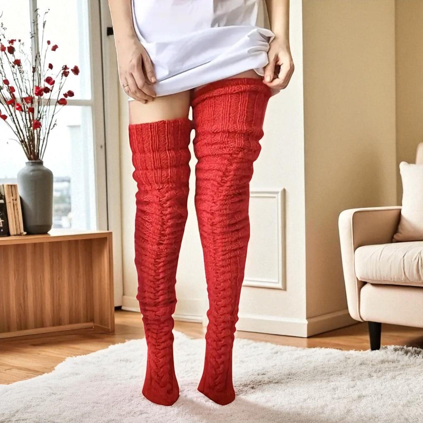 Lange/Over-de-Knie Gebreide Sokken & Beenwarmers