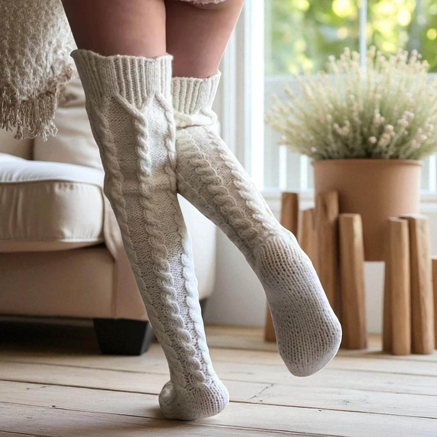Lange/Over-de-Knie Gebreide Sokken & Beenwarmers